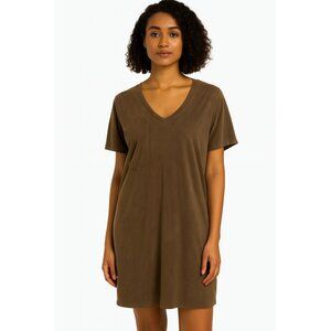 Faux Suede Green Boho Pocket T Dress By Pants Store size medium fits like large